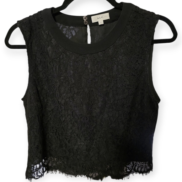 A.L.C. Eyelash Lace Gia Sleeveless Top In Black - Picture 3 of 7